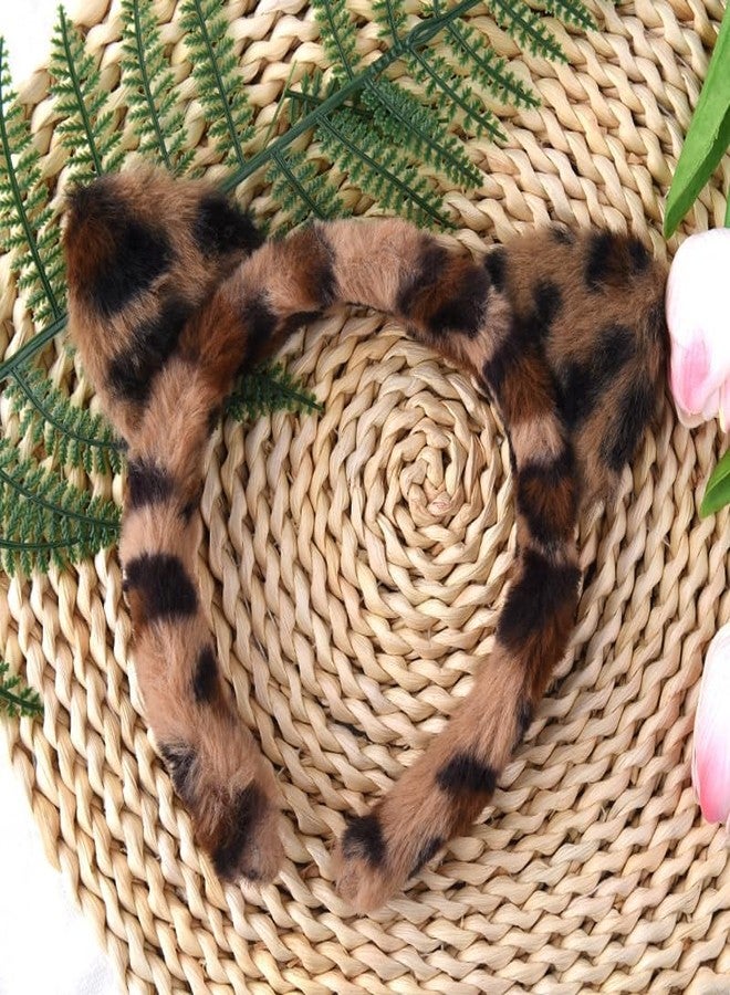 yaozeio Leopard Cat Ears Headband Hair Band Leopard Ears Hair Accessories Hoop Cat Plush Head Band for Washing Face Brown Soft Ear Hairband Animal Headbands Cats Costume Accessories for Women - Image 5