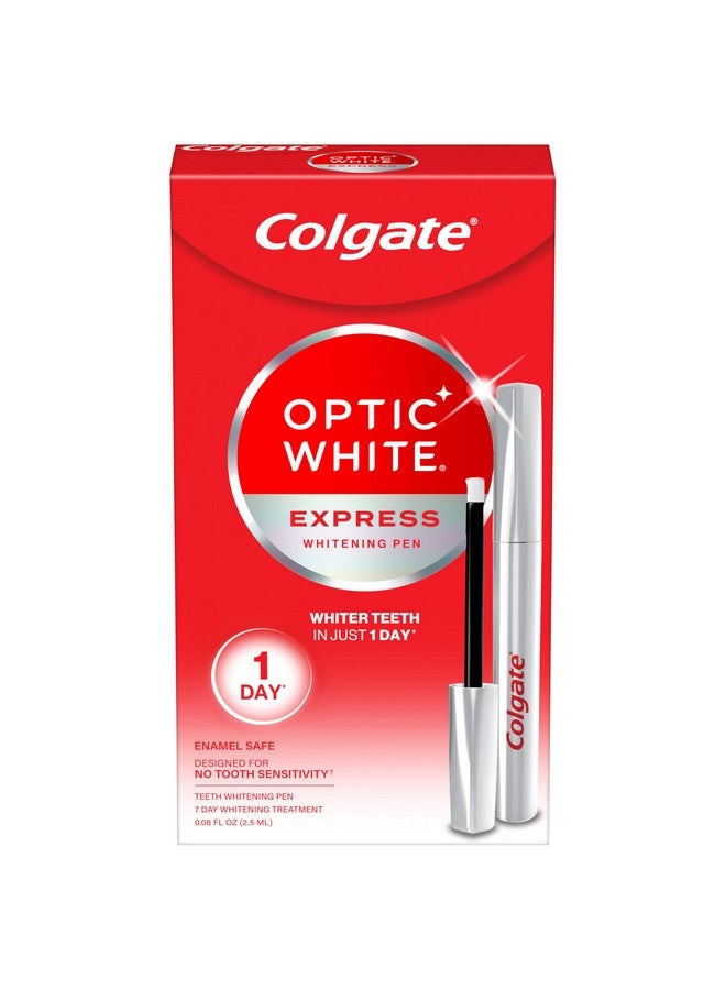 Colgate Optic White Express Teeth Whitening Pen, Enamel-Safe Tooth Whitening Applicator, Helps Whiten Teeth in As Little As 1 Day of Use, 7 Day Whitening Treatment, 0.08 fl oz - Image 1