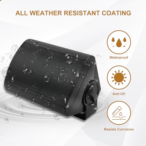 Herdio 4 Inch Outdoor Speakers with Bluetooth 4 Channel Amplifier for Indoor Outdoor PatioDeck Waterproof Wall Mount System 4 Speakers - Image 3