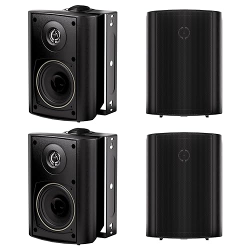 Herdio 4 Inch Outdoor Speakers with Bluetooth 4 Channel Amplifier for Indoor Outdoor PatioDeck Waterproof Wall Mount System 4 Speakers - Image 1