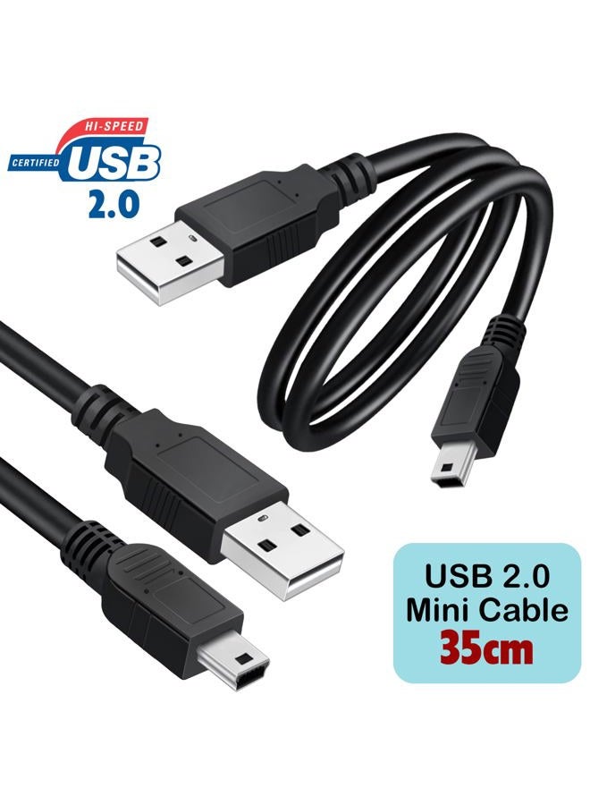 SaiTech IT 2 Pack USB 2.0 A to Mini 5 pin B Cable for External HDDS/Camera/Card Readers/MP3 Player-Black -35cm(1 feet) - Image 2