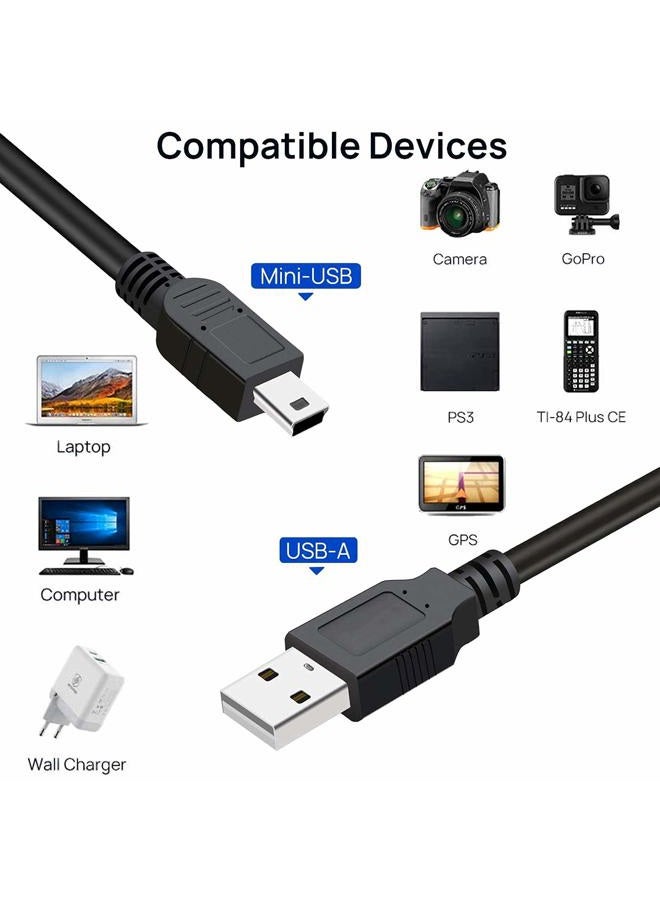 SaiTech IT 2 Pack USB 2.0 A to Mini 5 pin B Cable for External HDDS/Camera/Card Readers/MP3 Player-Black -35cm(1 feet) - Image 3