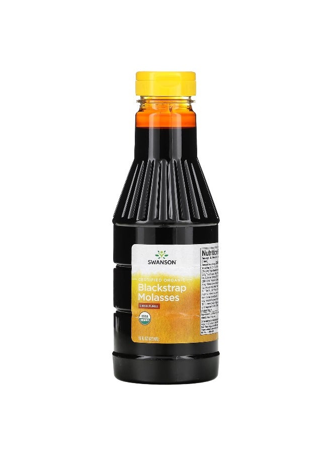 SWANSON Swanson, Certified Organic Blackstrap Molasses, Unsulfured, 16 fl oz (473 ml)  - Image 1