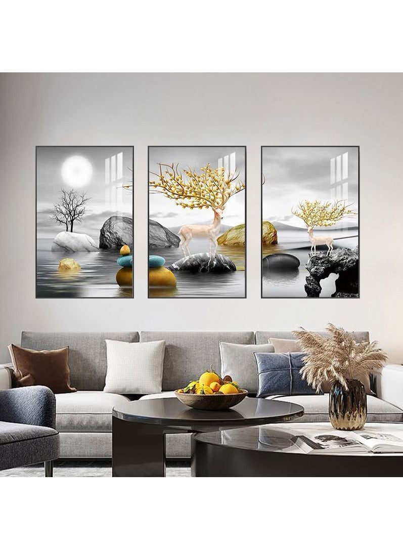 FASHION HOME 3PCS Wall Art Bright Style Minimalist Decor Modern Abstract Canvas Prints Poster Picture Framed Paintings Decorations  - Image 4