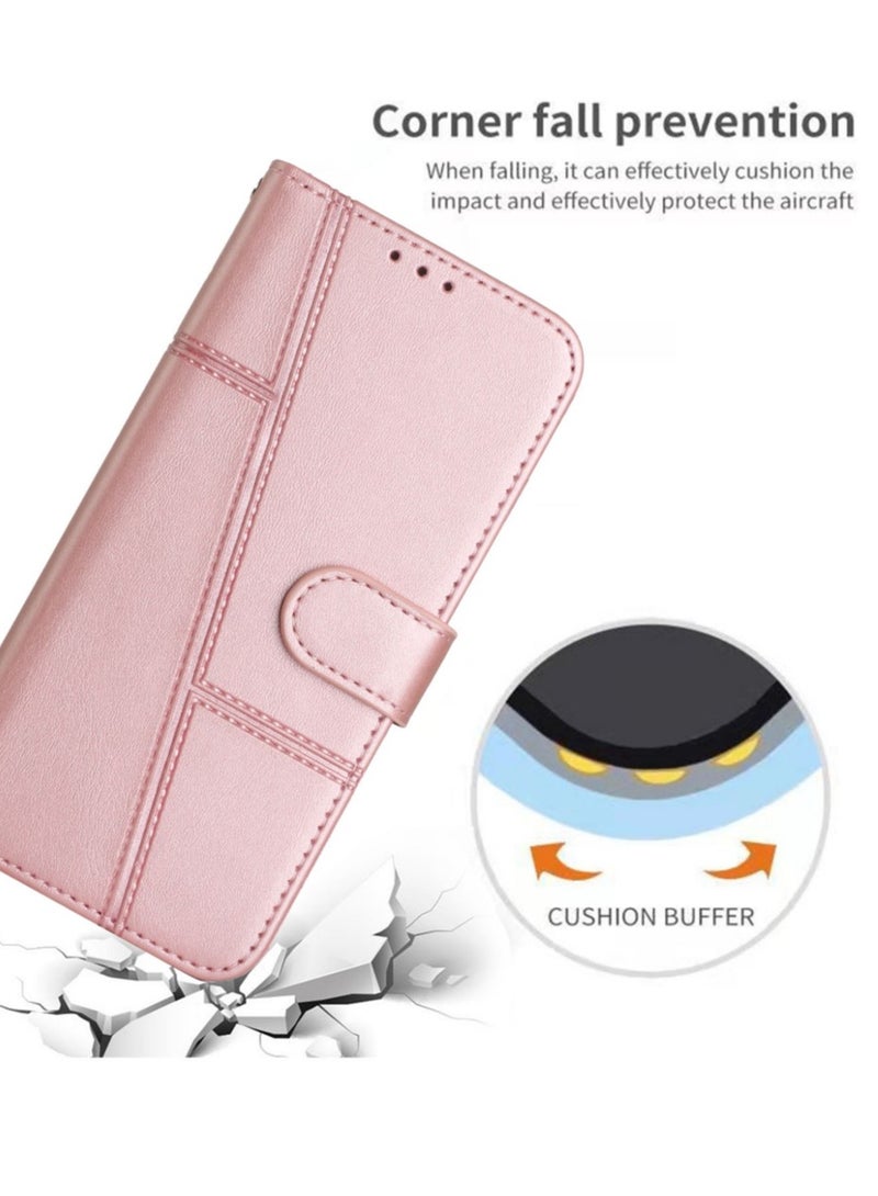 Alyashmac Samsung Galaxy A16 5G Case  A16 4G Case, Premium Leather Wallet Case Flip Folio Book Cover with Card Holder Slots, Kickstand  Magnetic Closure, Shockproof Full Body Protection for Women  Girls, Daily Use, Business  Travel (Pink) - Image 5