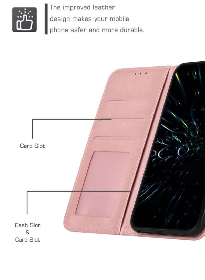 Alyashmac Samsung Galaxy A16 5G Case  A16 4G Case, Premium Leather Wallet Case Flip Folio Book Cover with Card Holder Slots, Kickstand  Magnetic Closure, Shockproof Full Body Protection for Women  Girls, Daily Use, Business  Travel (Pink) - Image 3