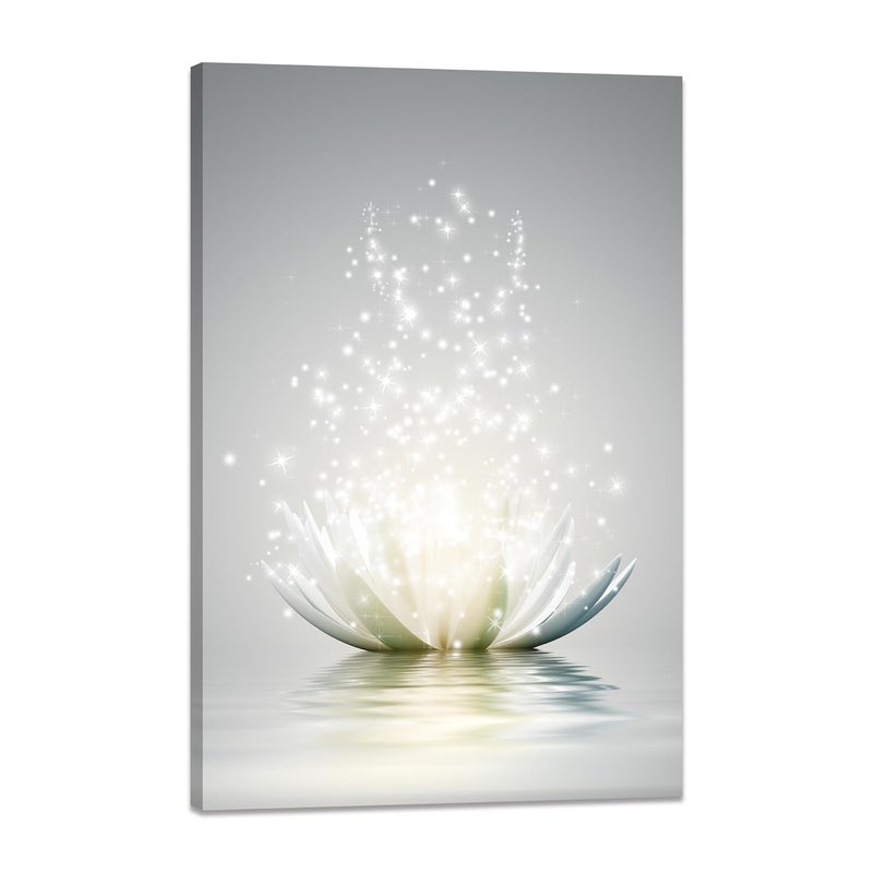 YIOZHAOFH YIOZHAOFH Lotus Floral Canvas Print Art for Zen Office Decor Wall Art Meditation Pictures Modern Artwork Painting Framed Ready to Hang 12x16 inch 