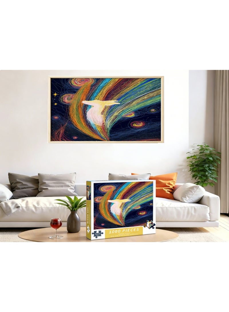 1000pcs لغز الكرتون الكبار ، لغز تحدي الرسم الكرتون ، مناسب للأنشطة العائلية ، ليالي اللعبة ، الهدايا لتخفيف الإجهاد ، الغزلان الحلمية - Image 4