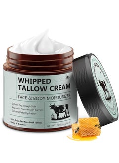 HUALIJIA Beef Tallow for Skin Tallow and Honey Balm 42 Oz Tallow Face Moisturizer Organic Grass Fed Whipped Beef Tallow with Honey Beeswax Deeply Moisturizing for Face  Body Unscented Fast Absorption 