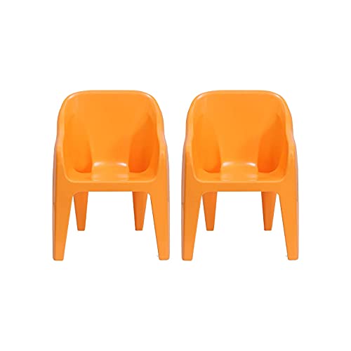 URMILA PLASTIC Sofa Chairs for Office, Living Room & Garden || Matt Orange and Glossy Pattern || Unbreackable Material Capacity of 200 Kg Strong Structure (Orange, Set of 2) - Image 2