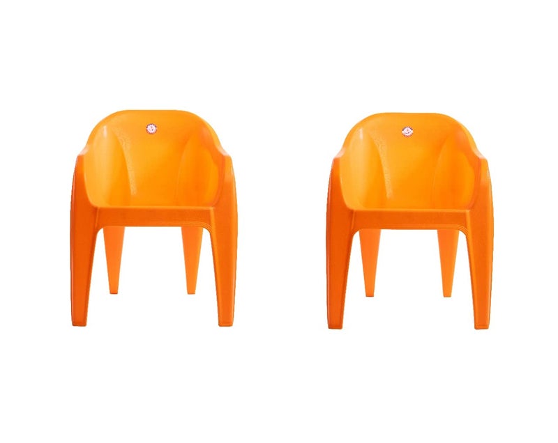 URMILA PLASTIC Sofa Chairs for Office, Living Room & Garden || Matt Orange and Glossy Pattern || Unbreackable Material Capacity of 200 Kg Strong Structure (Orange, Set of 2) - Image 1