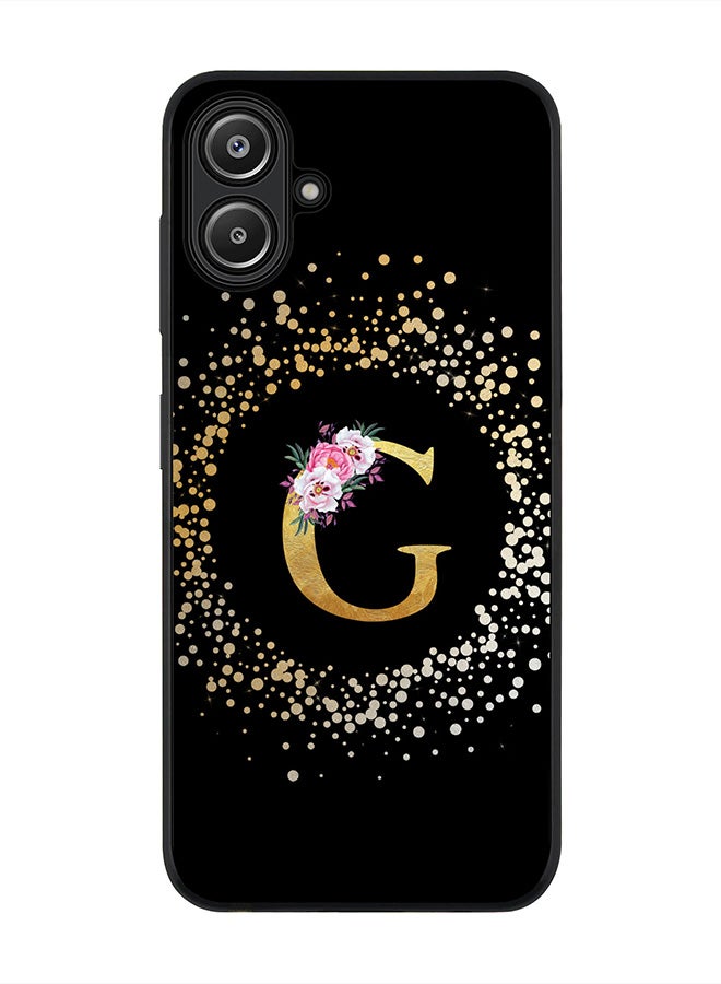 Stylizedd For Samsung Galaxy A06 Case,Slim fit Camera Protection, Shockproof Thin Phone cover - Custom Monogram Floral - G ( Black ) - Image 1