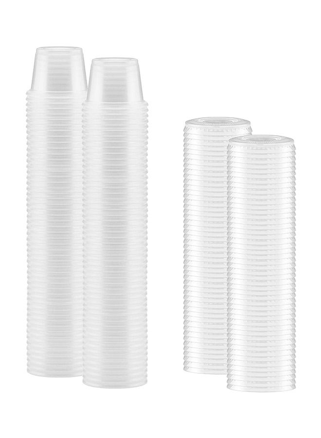 SNH Packing 1 Ounce Clear Plastic Jello Sauce Cups Container With Snap On Leak Proof Lids Small Sauce Cups Compact Food Storage Containers For Portion Control Sauces Spices Liquid Dips Piece Of 100 Pieces - Image 1