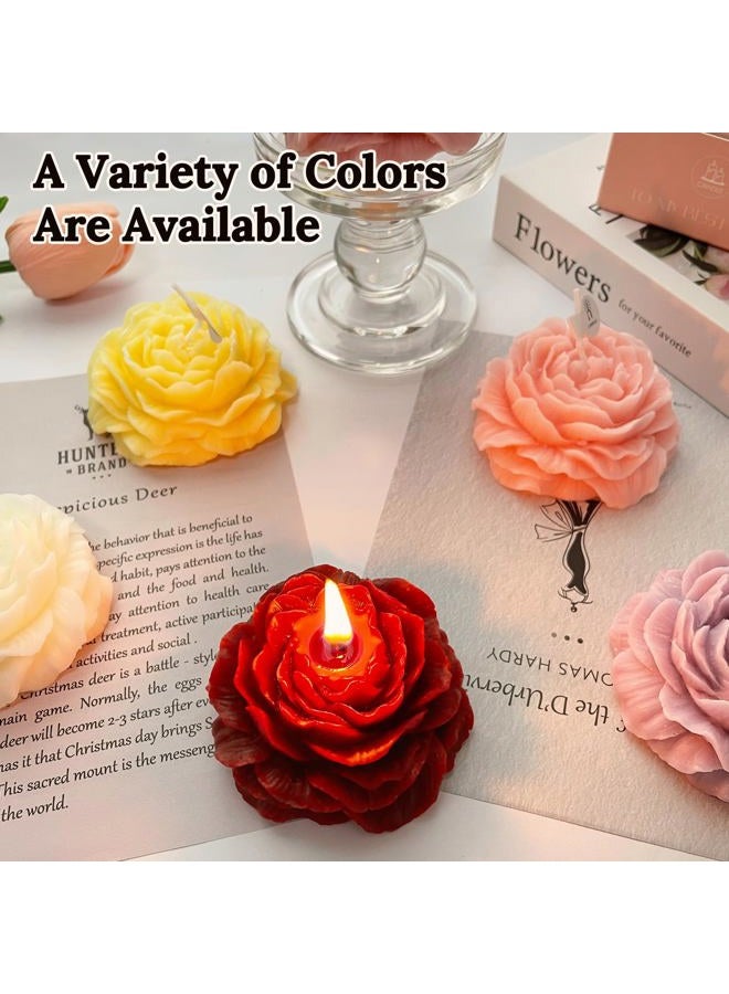 Peytanger Burgundy Peony Flower Shape Candles for Women Friends Colleague Classmates Gift, 3 Inch Pastel Aesthetic Scented Candle - Image 5
