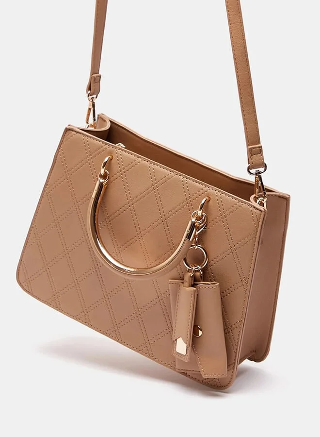 Oaklan by Shoexpress Textured Tote Bag With Detachable Strap And Pouch