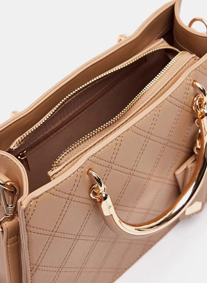 Oaklan by Shoexpress Textured Tote Bag With Detachable Strap And Pouch