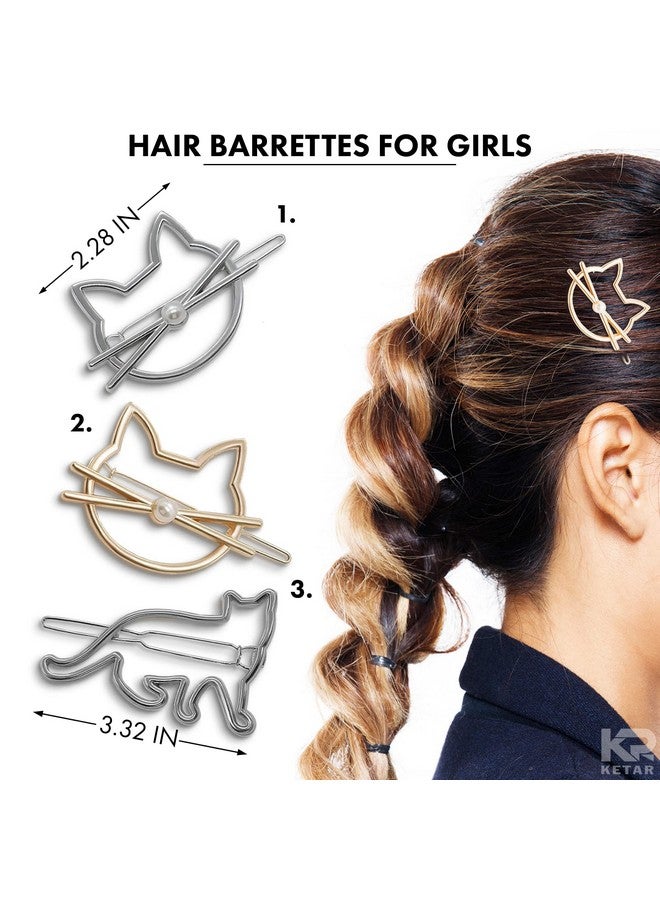 KETAR 3Pcs Cat Hair Clips For Women Accessories Ketar Kitty Hair Clips For Girls Hair Accessories Small Barrettes For Women Thin Hair And Thick Hair Clip Novelty Pins For Women Hair Jewelry For Women - Image 3