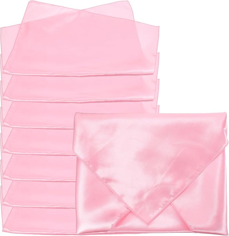 8 قطع مناديل قماش ساتان وردية قابلة للغسل وإعادة الاستخدام للحفلات والفنادق والمطاعم - Image 1