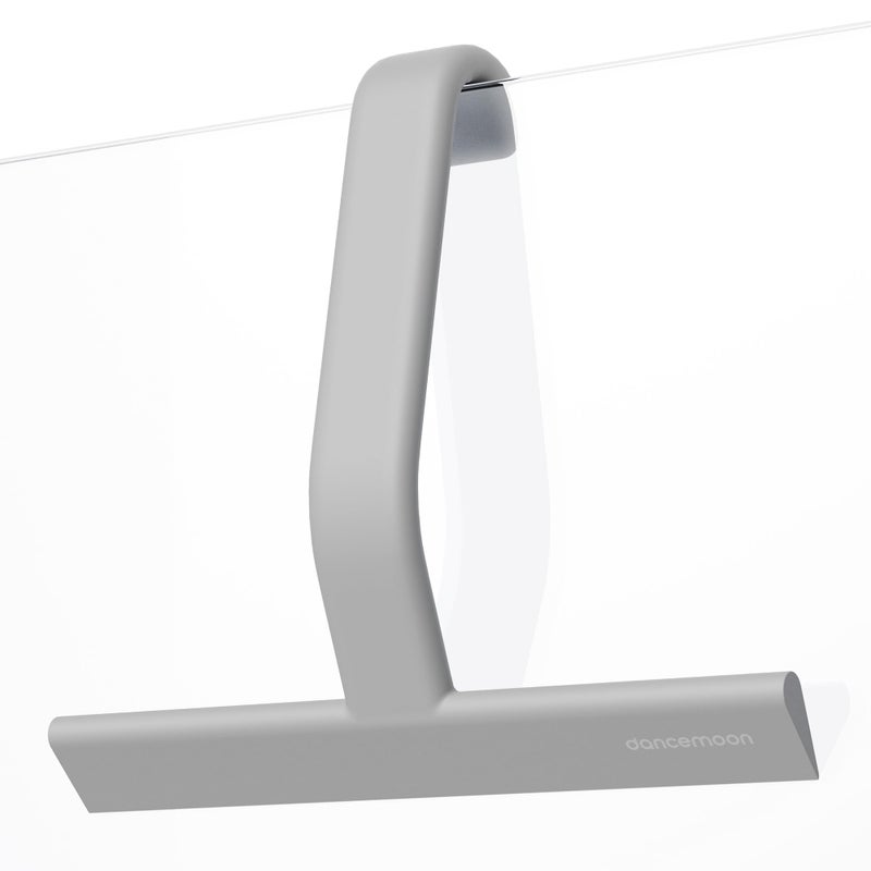 dancemoon JustHang Shower Squeegee for Glass Doors AllOnePiece Silicone with Builtin Hook Design for Easy Hanging and Cleaning 10 Inch Gray