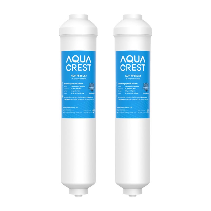 فلتر مياه داخلي AQUA CREST FF35 بديل 14 QuickConnect للثلاجة فلتر ما بعد الكربون لأنظمة التناضح العكسي معتمد من NSFANSI 42 612 شهراً بدون ملحقات
