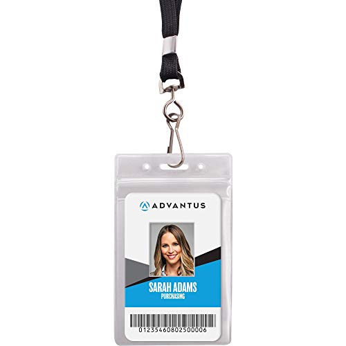 Advantus 91131 Resealable ID Badge Holder Lanyard Vertical 2 5/8 x 3 3/4 Clear 20/Pack - Image 5
