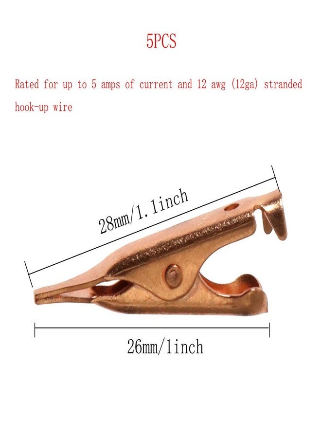 MEETOOT 10pcs 27mm Solid Copper Smooth Toothless Flat Alligator Clip Small Power Supply Charging Clamp Test Clamp - Image 3