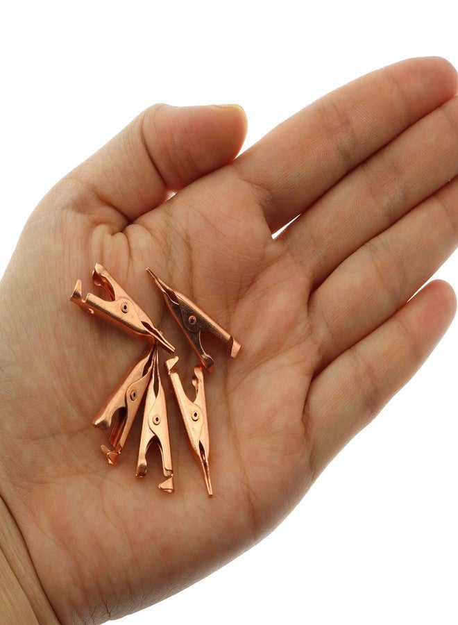 MEETOOT 10pcs 27mm Solid Copper Smooth Toothless Flat Alligator Clip Small Power Supply Charging Clamp Test Clamp - Image 5