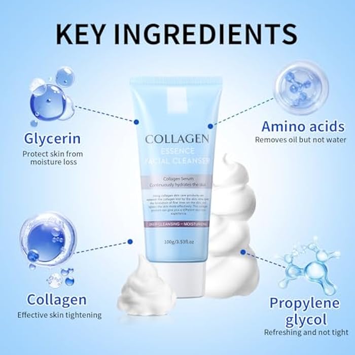 GUOYAOLIFU Collagen Wash and Care Two Piece Set, Foaming Facial Cleanser & Collagen Serum- Deep Cleansing for All Skin Types - Image 4