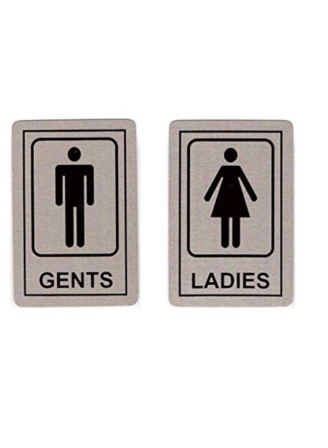 THW لوحة علامات المرحاض للرجال/النساء ذاتية اللصق من THW® من الفولاذ المقاوم للصدأ (6"x4") - Image 1