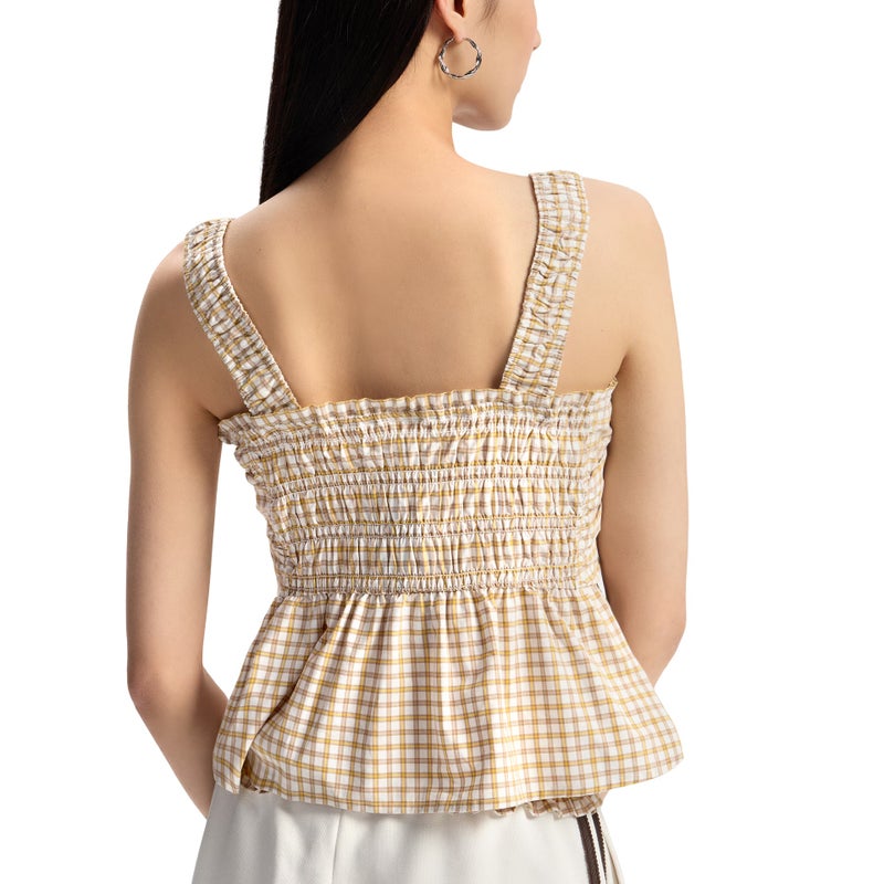 Adidas (WMNS) adidas Plaid Vest Asia Sizing 'Yellow' - Image 4