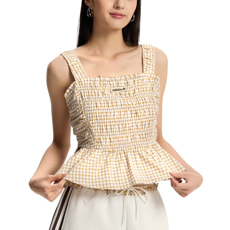 Adidas (WMNS) adidas Plaid Vest Asia Sizing 'Yellow' - Image 3
