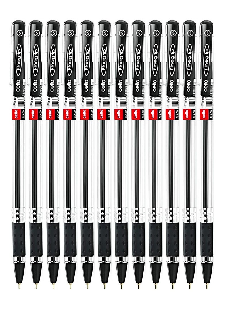 Cello - قلم حبر جاف Finegrip مكون من 12 قطعة، حبر أسود - Image 1