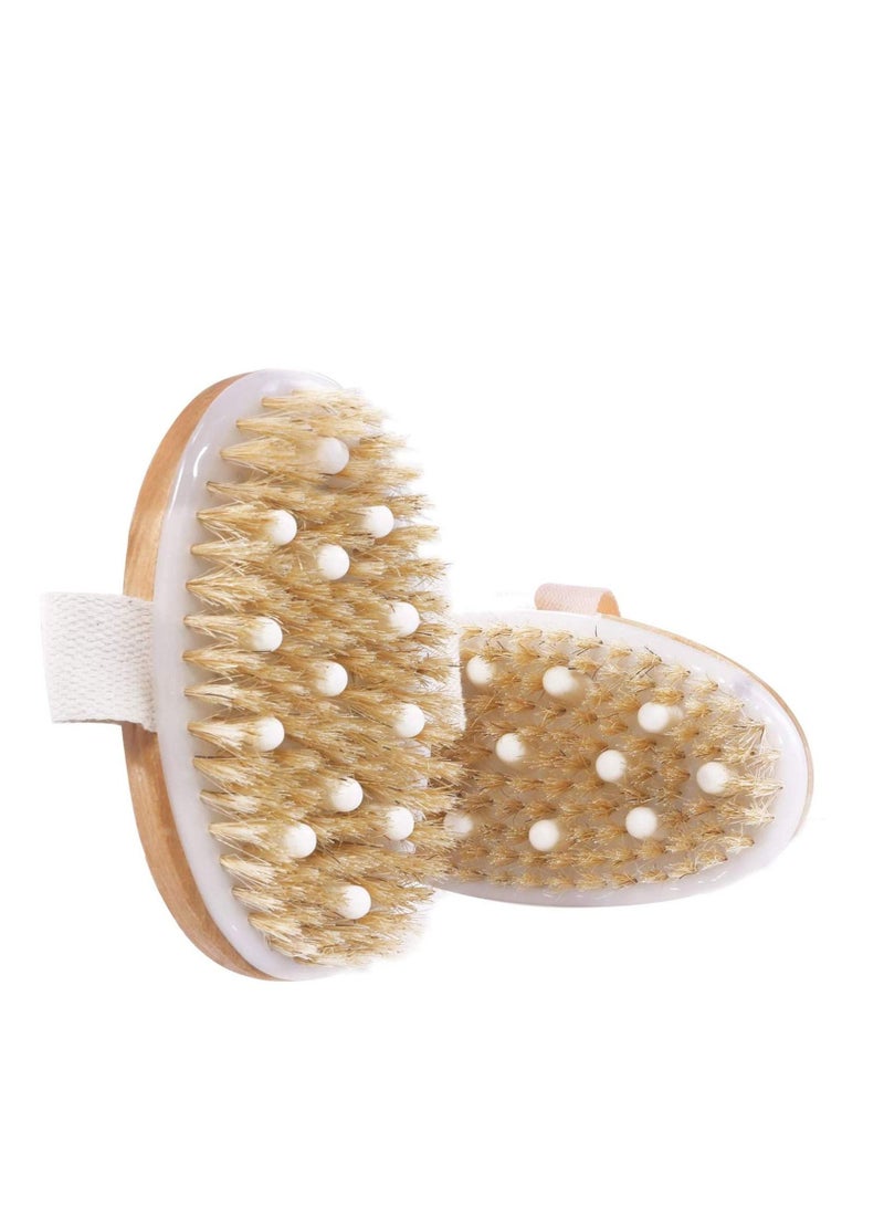 NIBEMINENT Body Brush, Exfoliating Bath&Shower Scrubber, Natural Bristle Cellulite Massager, for Shower, Exfoliates, Cellulite, Treatment&Improves Lymphatic Functions, Wet or Dry Brushing - Image 1
