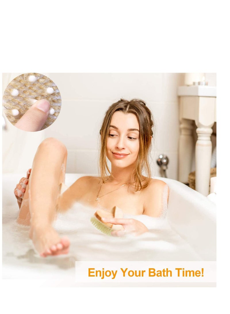 NIBEMINENT Body Brush, Exfoliating Bath&Shower Scrubber, Natural Bristle Cellulite Massager, for Shower, Exfoliates, Cellulite, Treatment&Improves Lymphatic Functions, Wet or Dry Brushing - Image 4