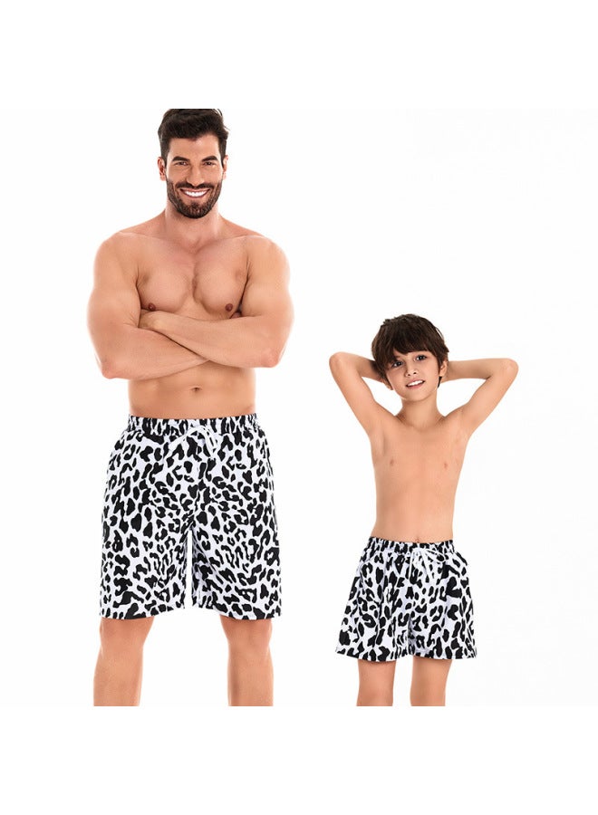 Loquat European And American Family Dress Beach Pants 2024 Pleated Waist For Father And Son Swimming Trunks For Men With Pocket For Boys Swimsuit-Color:615- - Image 1