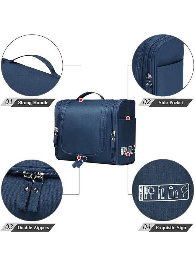 WISHBONE Bag COSMATIC Organizer Multifunction Unisex Zipper Toiletry Bag Travel Organizer Hanger Storage Waterproof Makeup Pouch Cosmetic Case (Navy Blue) - Image 4