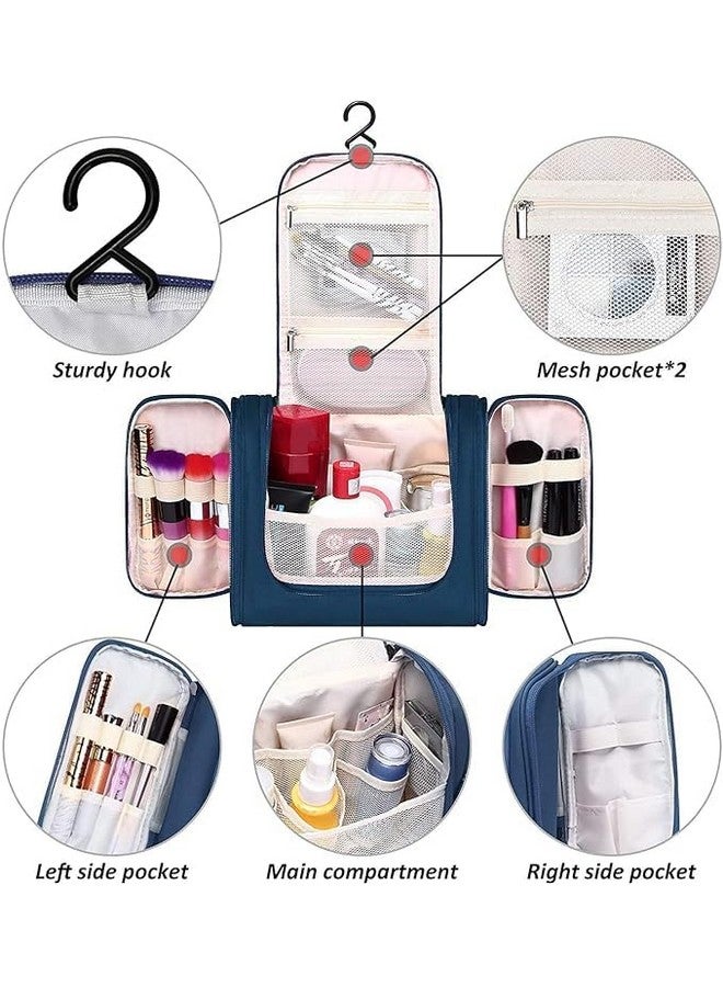 WISHBONE Bag COSMATIC Organizer Multifunction Unisex Zipper Toiletry Bag Travel Organizer Hanger Storage Waterproof Makeup Pouch Cosmetic Case (Navy Blue) - Image 2