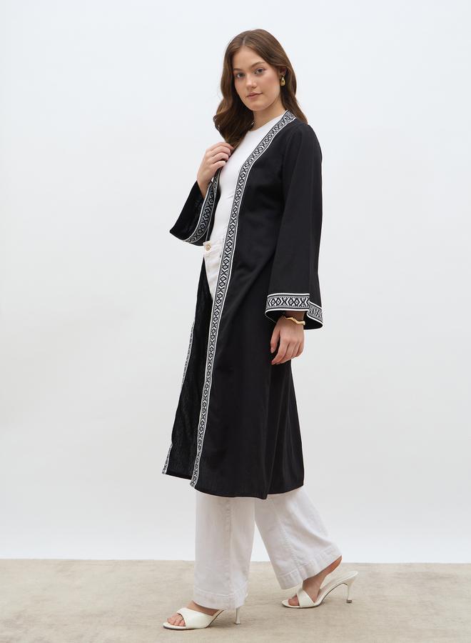 Styli Regular Fit Embroidered Edge Midi Kimono - Image 3