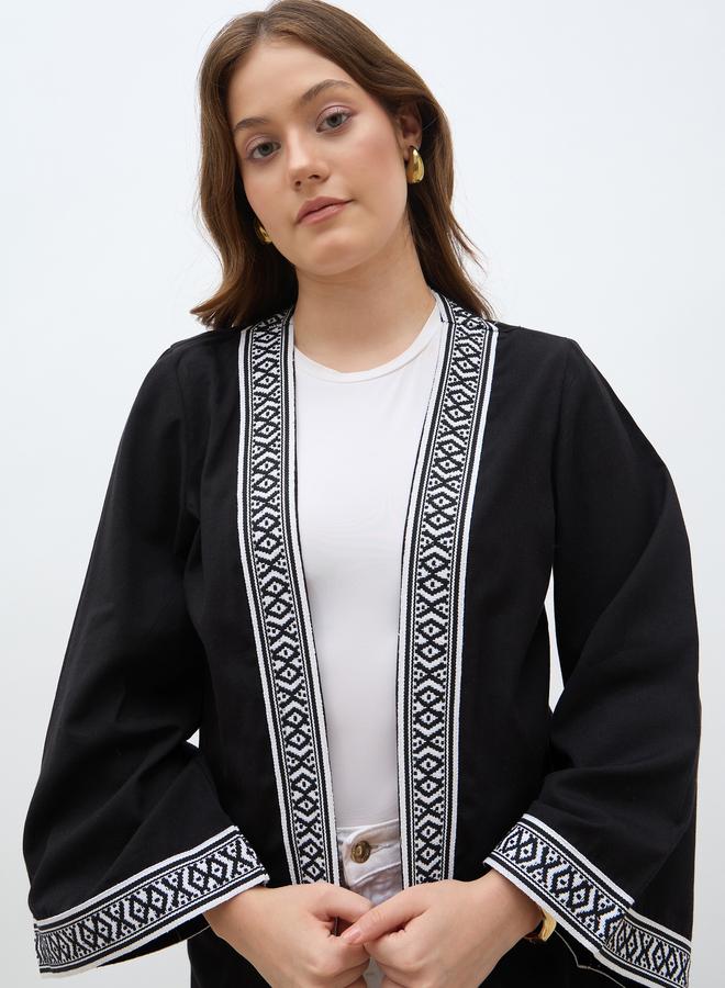 Styli Regular Fit Embroidered Edge Midi Kimono - Image 4