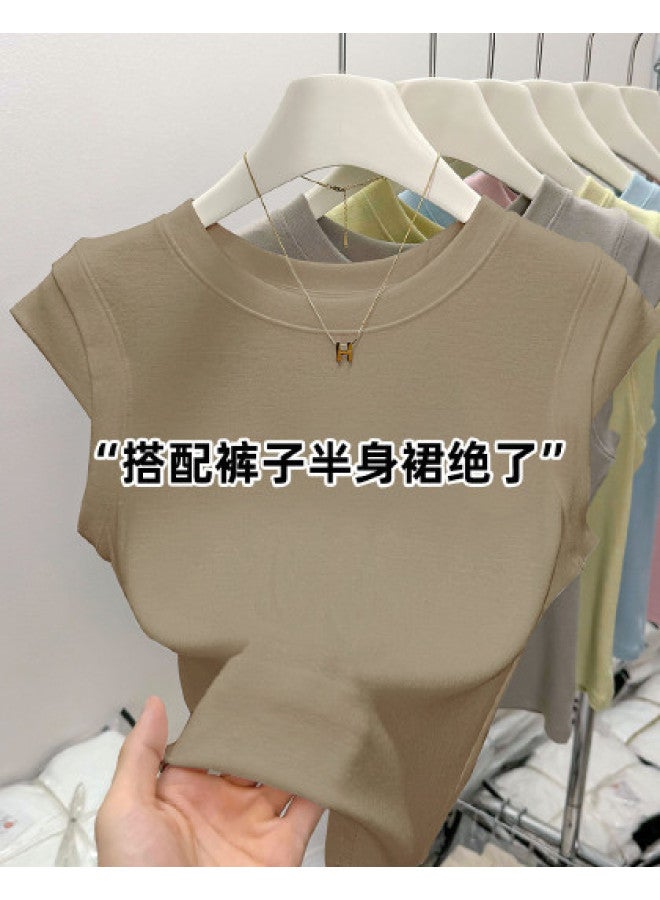 PLANDOO Women'S Short-Sleeve T-Shirt Top, Autumn High-End Style Small Flutter Sleeve Base Layer, Can Be Worn Alone Or As Innerwear - Image 1