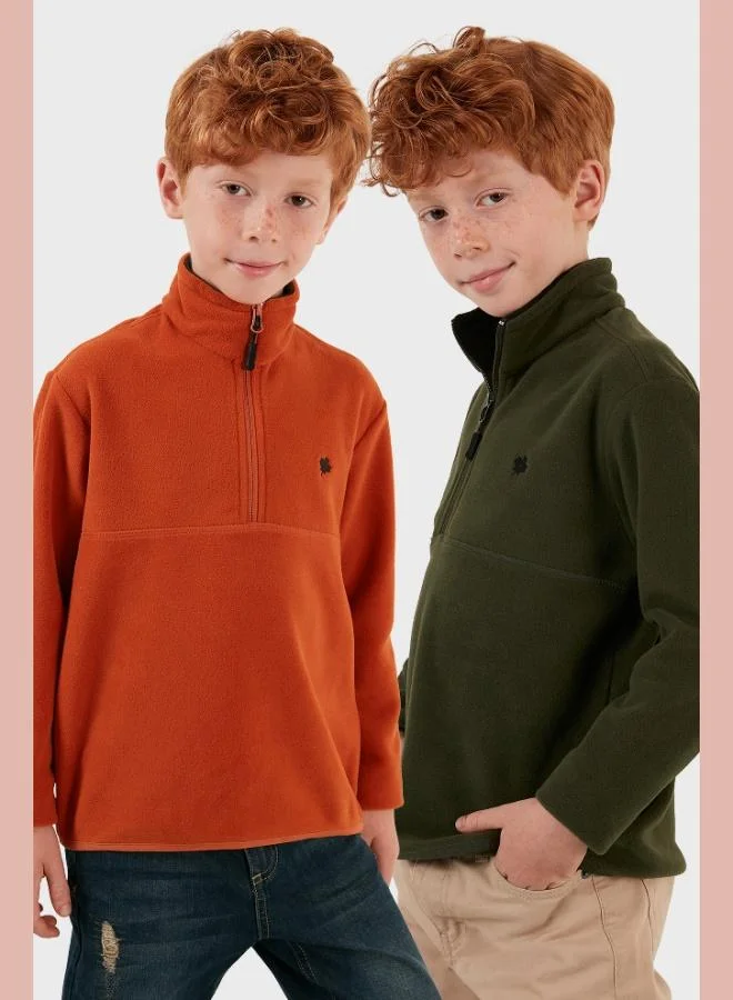 ليلا ليلا سويت شيرت قطعتين بياقة واقف بسحاب نسيج ناعم للأطفال