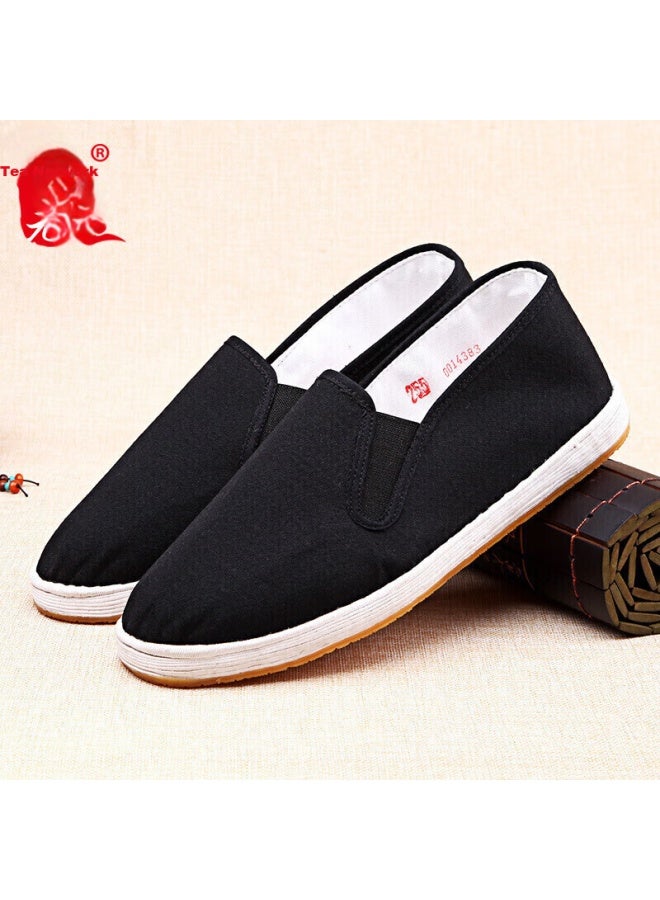 Busheyuan Casual Dad's Traditional Handmade Thousand-layer Sole Old Beijing Cloth Shoes For Men, Lfn9102, Cowhide Sole, Size 43 - Image 1
