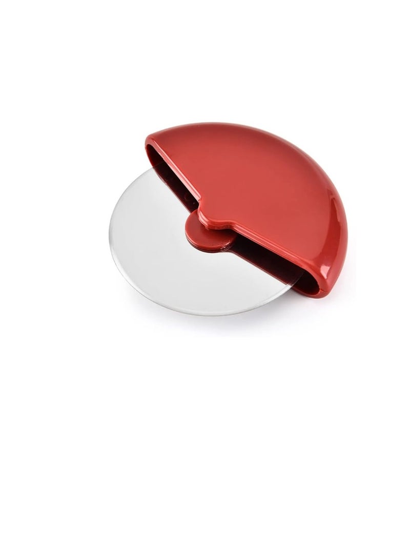 SEJOY Wheel Shape Pizza Knife with Protective Cover, Pizza Knife with Comfortable Rubber Grip, Durable Pizza Cutter, Easy Clean Pizza Knife, Hand Wash or Dishwasher Safe, Red - Image 1