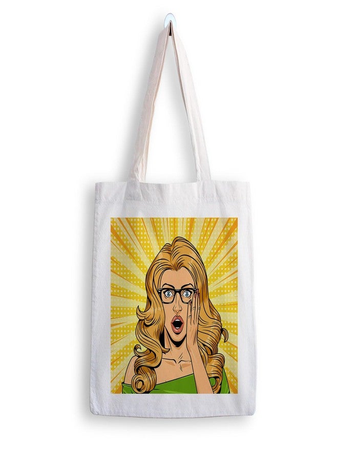 ARTBUG Tote Bag for Women with zip, Aesthetic Canvas tote bag for college girls, office, stylish and reusable - Girl - D No - 167 - Image 1