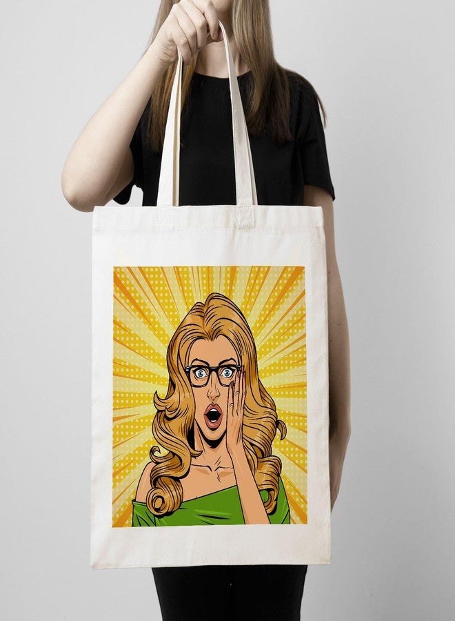 ARTBUG Tote Bag for Women with zip, Aesthetic Canvas tote bag for college girls, office, stylish and reusable - Girl - D No - 167 - Image 3