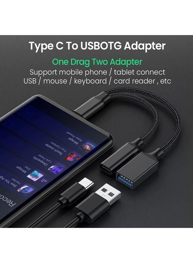 Gray 2 In 1 OTG Adapter Type C To USB A Data Transfer Converter For iPhone 15 16 Pro Macbook Samsung Huawei Xiaomi Fast Charger Cable - Image 3