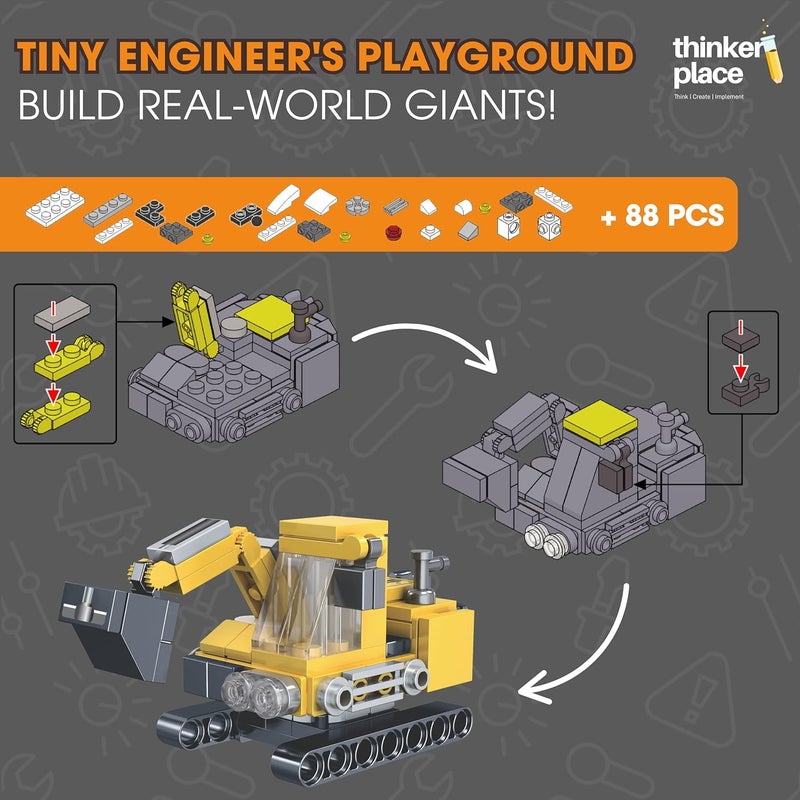 ThinkerPlace 8 in 2 Engineering Corps - Excavator | STEM Learning Construction Vehicle Kit for Kids 7+ - Image 5