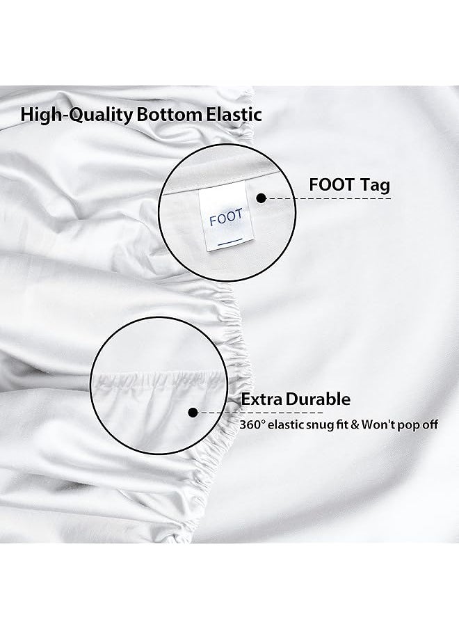 erorex 100 Percent Egyptian Cotton 1 Fitted Sheet Only 600 Thread Count King Size Fitted Sheet White 15 Inch Deep Pocket Colorfast Dyes And Shrink Resistant Soft And Silky Sateen Weave For Home And Hotel  - Image 5