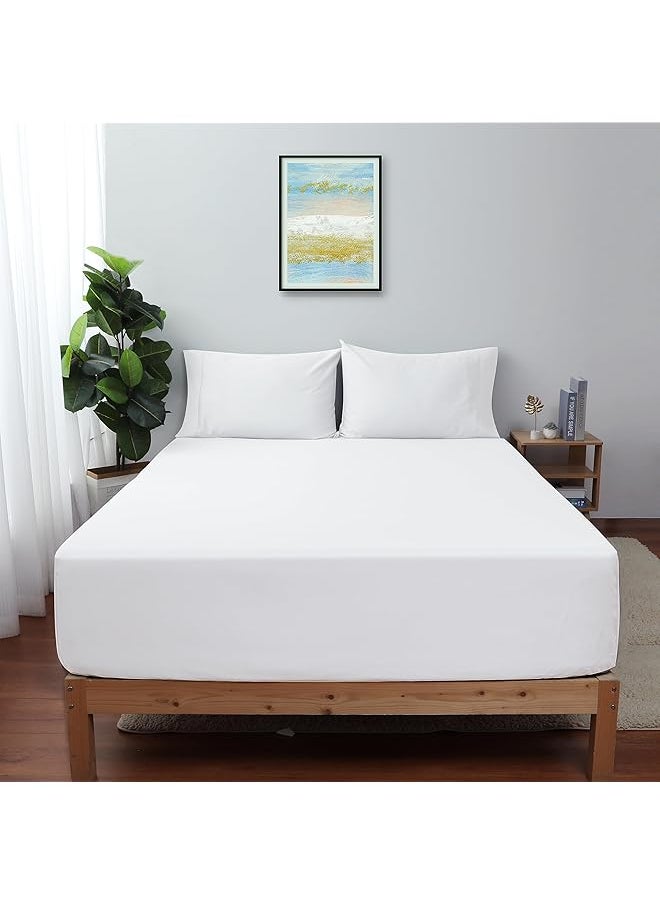 erorex 100 Percent Egyptian Cotton 1 Fitted Sheet Only 600 Thread Count King Size Fitted Sheet White 15 Inch Deep Pocket Colorfast Dyes And Shrink Resistant Soft And Silky Sateen Weave For Home And Hotel  - Image 1