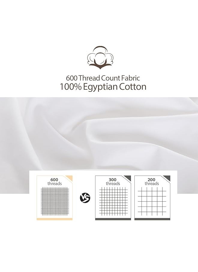 erorex 100 Percent Egyptian Cotton 1 Fitted Sheet Only 600 Thread Count King Size Fitted Sheet White 15 Inch Deep Pocket Colorfast Dyes And Shrink Resistant Soft And Silky Sateen Weave For Home And Hotel  - Image 2